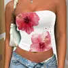 Top de tubo ajustado con estampado floral nuevo para mujer [Exclusivo para ventas transfronterizas]