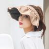 Sombrero de Sol Negro con Concha para Mujer de Verano Moda Callejera Pinza para el Cabello Diadema Sombrero de Sol Sombrero de Sol de Ala Ancha con Parte Superior Abierta para Verano