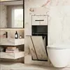 Nuevo modelo transfronterizo de portarrollos de papel higiénico empotrado de acero inoxidable 304 y papelera oculta para baños domésticos