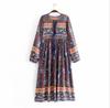 Vestido estampado Bohemia transfronterizo Europa y Estados Unidos una variedad de fabricantes de vestidos florales suministro directo una variedad de falda suelta