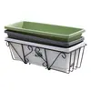 Estante para Flores de Balcón Estante de Almacenamiento Colgante Maceta Rectangular Juego para Montar en Pared Estante de Flores de Hierro Barandilla de Balcón Maceta para Verduras