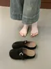 Versão em couro~sapatos Birkenstock baixos retrô com design interno para aumentar a altura, estilo chinelo fechado, calçado feminino para uso externo, sandálias de dedo dividido, sapatos preguiçosos