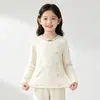 Conjunto de ropa de otoño para niñas, camiseta interior para niñas, pantalones de otoño de algodón seda Tencel Lyocell, no es necesario usar ropa interior, pantalones para casa