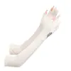Manga helada de protección solar para hombres y mujeres, primavera y verano, guantes de seda de hielo, protector de brazo solar, para conducir, montar, fina, con dos dedos descubiertos