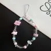 Corrente para Mão com Contas Transparentes Simples Câmera CCD Corrente de Mão Capa de Celular Universal Chaveiro Cordão DIY Desenho Animado