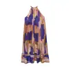 Artículo de moda popular de la marca Z: Vestido estampado para mujer estilo europeo y americano, dobladillo asimétrico, poliéster elástico transfronterizo ZA