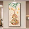Jarrón Calabaza Pintura Colgante Nuevo Estilo Chino Pintura Decorativa de Entrada Pintura Fu Lu Jixiang Pintura de Pared para Pasillo de Sala de Estar