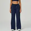 Pantalones deportivos holgados de cintura alta transfronterizos europeos y americanos con bolsillos con cordón, pantalones largos casuales de pierna recta, pantalones deportivos versátiles para mujer 2030