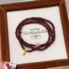Nuevo Pulsera de Múltiples Vueltas de Imitación de Granate para Mujer, Pulsera de Diseño de Nicho Retro de Verano, Joyería de Mano a la Moda, Regalo para Mejores Amigas