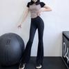 Calças de Yoga Femininas Cintura Alta Emagrecedoras Esportivas Fitness Casuais Sensação Nua Alta Elasticidade Calças Flare Alongadoras de Pernas