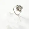 Anillo Geométrico Transfronterizo con Perla y Circonita Completa Plata de Ley S925 Lujo Ligero Gama Alta Ajustable Joyería Anillo de Montaje DIY Estilo Ins