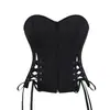 Corsé Calado de Rayas Negras Estilo Nuevo para Mujer sin Tirantes Bustier de Atar por Delante Corsé Ajustado Estilo Europeo y Americano Body Moldeador