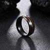 Europa y Estados Unidos moda transfronteriza creativa retro titanio acero madera negra anillo de pareja personalidad tendencia joyería de titanio acero venta al por mayor