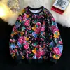 Sudadera con capucha de manga larga para mujer, abrigo de flor grande, abrigo de otoño para actuación, abrigo de flor para reunión anual, sudadera con capucha, flor roja grande de empresa