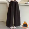 Pantalones Gruesos Forrados de Felpa para Niñas Mayores, Pantalones de Lana Estilo Coreano de Nueve Décimos de Pierna Ancha para Niñas, Pantalones Largos Casuales para Estudiantes de Secundaria