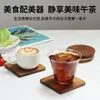 Porta-copos de Madeira de Acácia Japonesa Base Antiderrapante para Copos Tapete Isolante Anti-Queimadura Tapete para Panela Redonda Tapete de Mesa de Jantar Porta-copos de Chá Doméstico