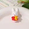 Nuevas Cuentas de Goma con Agujero Pasante de Conejito Suave Gomas Lindas Accesorios para Cadena de Teléfono Llavero Colgante de Bolsa DIY