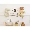 Juego de 10 Globos para Fiesta de Cumpleaños Estilo Ins, Globos de Foil de Número de 32 Pulgadas Color Crema, Pegatinas de Número de Fieltro
