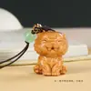 Llavero de Tigre de Dibujos Animados Pareja Sándalo Talla en Madera Maciza Tigre del Zodiaco Disco U para Coche Colgante para Bolsa de Teléfono Móvil