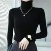 Suéter de Lã com Gola Alta Meia-Calça Novo Estilo Outono e Inverno para Mulheres, Camada Base Slim-Fit, Suéter Justo de Tricô de Lã Pura