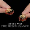 Pendientes de fuegos artificiales de ágata roja vintage con circonita, estilo retro francés, hechos a mano con cuentas, borlas de lujo ligero