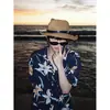 Camisa de estampado completo estilo París francés para hombres y mujeres, unisex, versión coreana, estampado floral maduro, cárdigan con cuello, ropa de playa