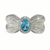 Anillo Abierto Azul Marino de Zirconia Dulce y Lujoso Super Brillante Estilo Ins Nicho de Gama Alta Apilable Anillo Tesoro Multicolor para Mujeres