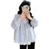 Ropa de Maternidad 2026 Primavera Nuevo Estilo Puro Deseo Falso Dos Piezas Camisa Dulce con Volantes Cubre Vientre Camiseta Babydoll de Maternidad