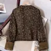 Chaqueta estilo Chanel de ante Maillard con estampado de leopardo hecha a medida para mujer, moda 2026, rejuvenecedora, modelo nuevo para primavera, otoño e invierno