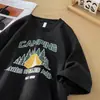 Camiseta Masculina de Verão Manga Curta 2025 Nova Chegada Marca de Moda Estilo Americano Retrô Peso Pesado Casual Solta Manga Curta Camiseta de Manga Curta