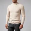 Suéter de Punto Cruz Europeo para Hombre Cuello Semi Alto Color Sólido Elástico Capa Base En Stock Suéter de Punto Jacquard Hombre