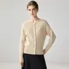 Nova coleção de outono, cardigã 100% caxemira pura para mulheres, gola redonda, padrão losango, suéter trançado, peça de outer wear de caimento solto