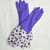 Limpeza de louça de cozinha lavanderia doméstica lavagem de louça algodão espesso alongado luvas quentes luvas elásticas de proteção ao trabalho