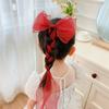 Presilha de Cabelo Trançada com Laço Arco-Íris para Meninas com Fita Longa, Grampo de Cabelo com Fita para Rabo de Cavalo de Princesa, Acessório de Cabelo Infantil