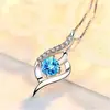 Versión coreana de colgante de cristal azul zafiro diamante azul mar suave, cadena de clavícula de cristal de diamante simple, colgante de temperamento al por mayor
