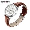 Reloj Sanda para Mujer Simple de Dos Agujas Correa de Media Silicona Impermeable Estudiante Femenino Luminoso Casual Correa Reloj de Cuarzo Venta al por Mayor