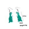 Pendientes populares de la serie de dinosaurios lindos transfronterizos AliExpress Amazon, coloridos, árbol, hoja de arce, verde, morado, gancho para la oreja, pasador para la oreja