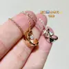 Collar de Hielo de Agua Luna para Mujer, Patrón de Diamantes Incrustado con Diamantes, Forma de V Chapado en Oro Rosa de 18 Quilates, Cadena Ligera de Lujo para Suéter, Cadena para Clavícula