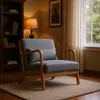 Cadeira Sofá Individual de Madeira Maciça Escandinava Simples de Tecido Lazer Sala de Estar Varanda Quarto Cadeira de Encosto Sofá Preguiçoso para Casa