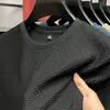 Camiseta de Seda de Gelo Masculina Manga Curta Verão Marca Tendência Solta Camiseta de Seda de Gelo Jacquard Jacquard Manga Meia para Adolescentes