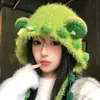 2025 Nuevo Sombrero de Felpa Trenzado Estilo Japonés de Monstruo Lindo para Mujer, Cálido Versátil de Punto para Otoño e Invierno