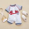 Macacão de Algodão com Gola e Manga Curta para Bebê Menino Novo Estilo Roupa de Recém-nascido para 1 Mês 3-18m