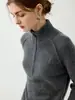 Suéter de Cashmere Puro Espesso Resistente para Mulheres com Gola Alta Meia Zíper Tricô Inverno Nova Chegada Camada Base Top Interno