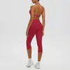 Conjunto deportivo de yoga con sujetador de yoga sin costuras de nuevo estilo transfronterizo con relleno incorporado, alta elasticidad, secado rápido y pantalones capri para correr