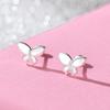 Pendientes de plata de ley S999 con diseño de mariposa, estilo coreano, frescos y dulces, con forma de oreja de tornillo para mujer