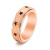 Anillo giratorio esmerilado con estrellas huecas simples de Amazon, de acero inoxidable, para hombres y mujeres, pequeñas joyas de oro fresco.