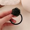 Anillo para el Cabello de Cuero Plateado con Flor de Rosa Cuerda para el Cabello Red Social Blogger Doble Cola de Caballo Flor Tridimensional Banda Elástica para el Cabello Accesorios para el Cabello
