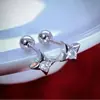 Aretes tipo ear cuff de cruz y estrella de plata de ley s925 premium, aretes de tornillo con circonia, no es necesario quitarlos, componentes de cobre, pasadores de plata, Xiaohongshu