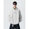 Marca moderna sensação 2026 Americano solto design desconstruído outono letra casual com capuz bordado moletom top esportivo masculino