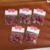 Nuevo Lindo Elástico para el Cabello Rojo de Estrella de Cinco Puntas para Niños con Puntos Blancos y Diseño de Esmalte en Forma de Corazón, Suave con el Cabello